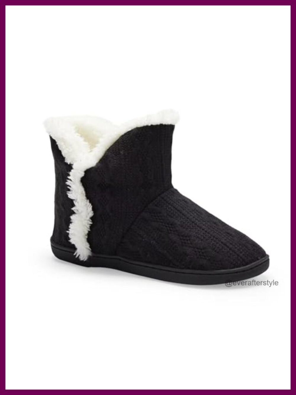 Fuzzy Fur Lined Knitted Ankle Bootie Slippers Non-Slip Winter House Shoes